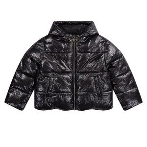 Michael Kors Kids Quilted Puffer Jacket Coat Shiny Monogram Pattern Logo 14 NWT